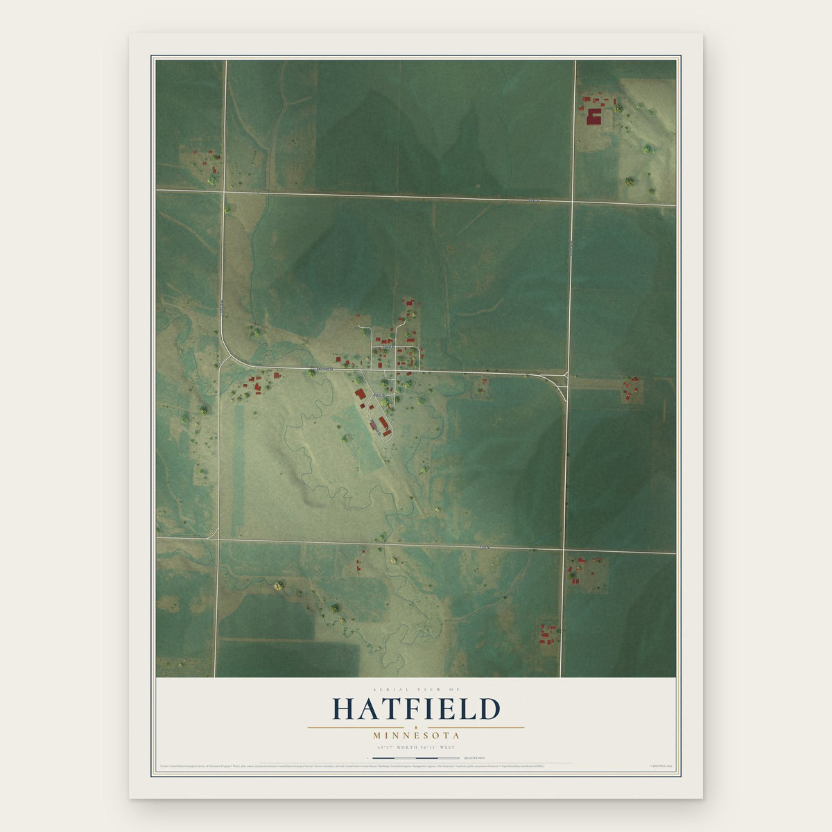 Hatfield, Minnesota map print, the full design