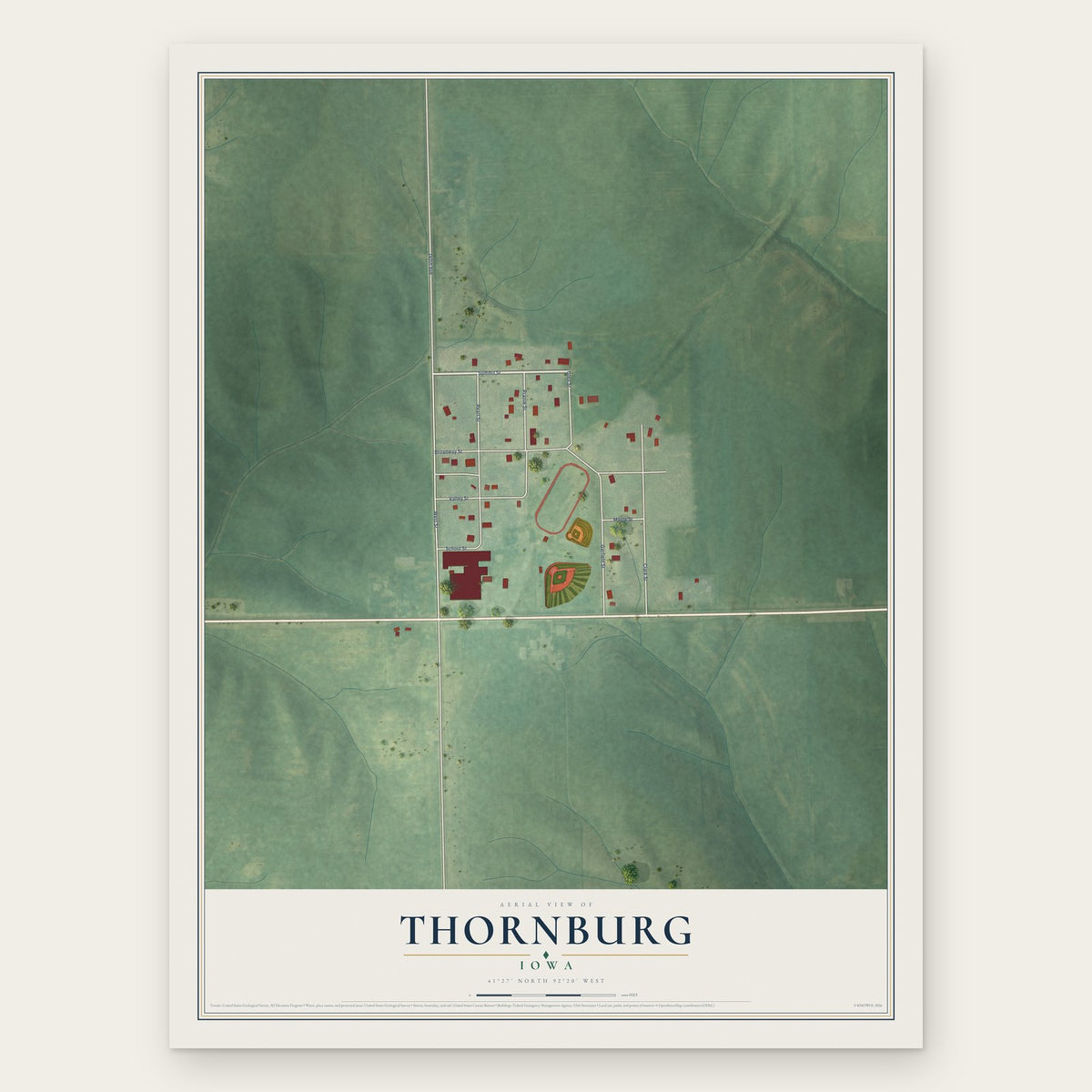 Thornburg, Iowa map print, the full design