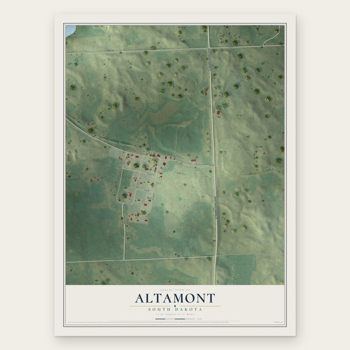Altamont, South Dakota map print, the full design