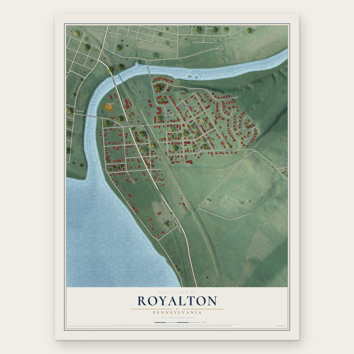 Royalton, Pennsylvania map print, the full design