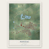 Pontiac, Illinois map print, the full design