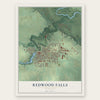 Redwood Falls, Minnesota map print, the full design