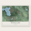 Winona Lake, Indiana map print, the full design