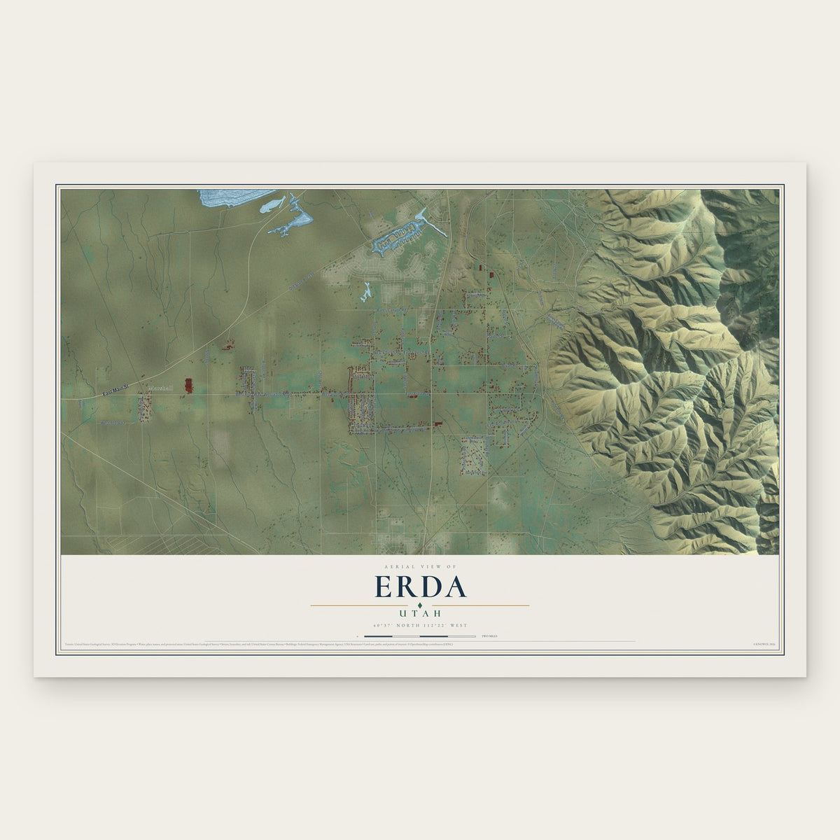 Erda, Utah map print, the full design