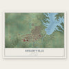 Shelbyville, Illinois map print, the full design