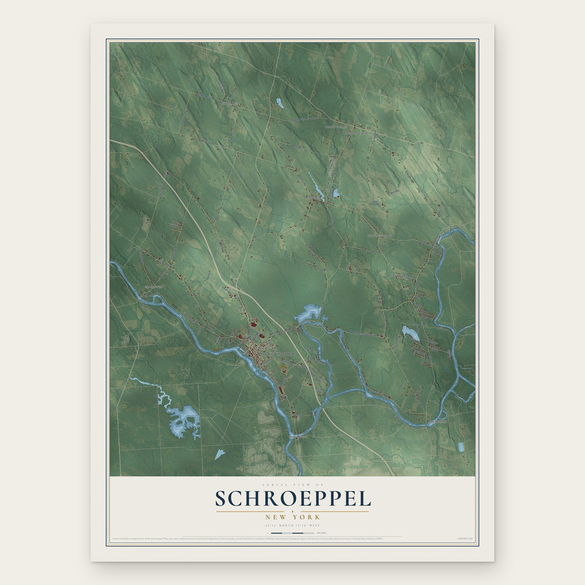 Schroeppel, New York map print, the full design