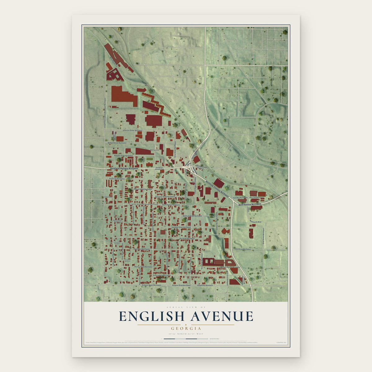 English Avenue, Georgia map print, the full design