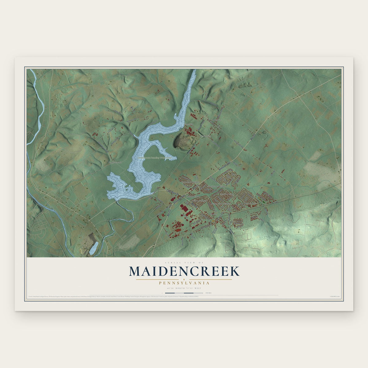 Maidencreek, Pennsylvania map print, the full design