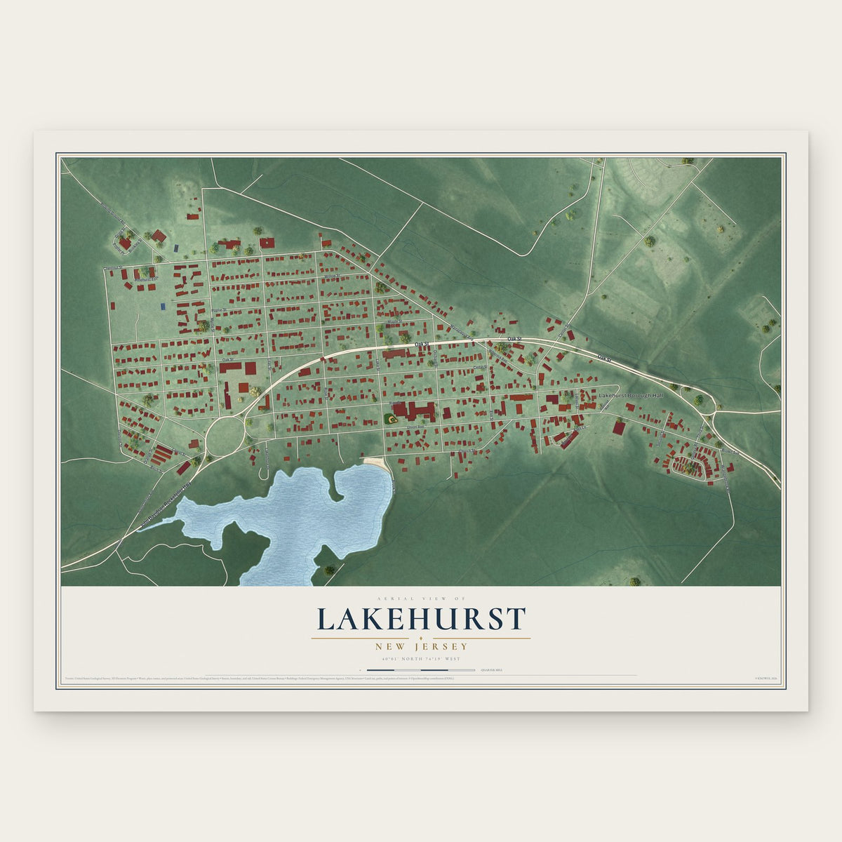 Lakehurst, New Jersey map print, the full design