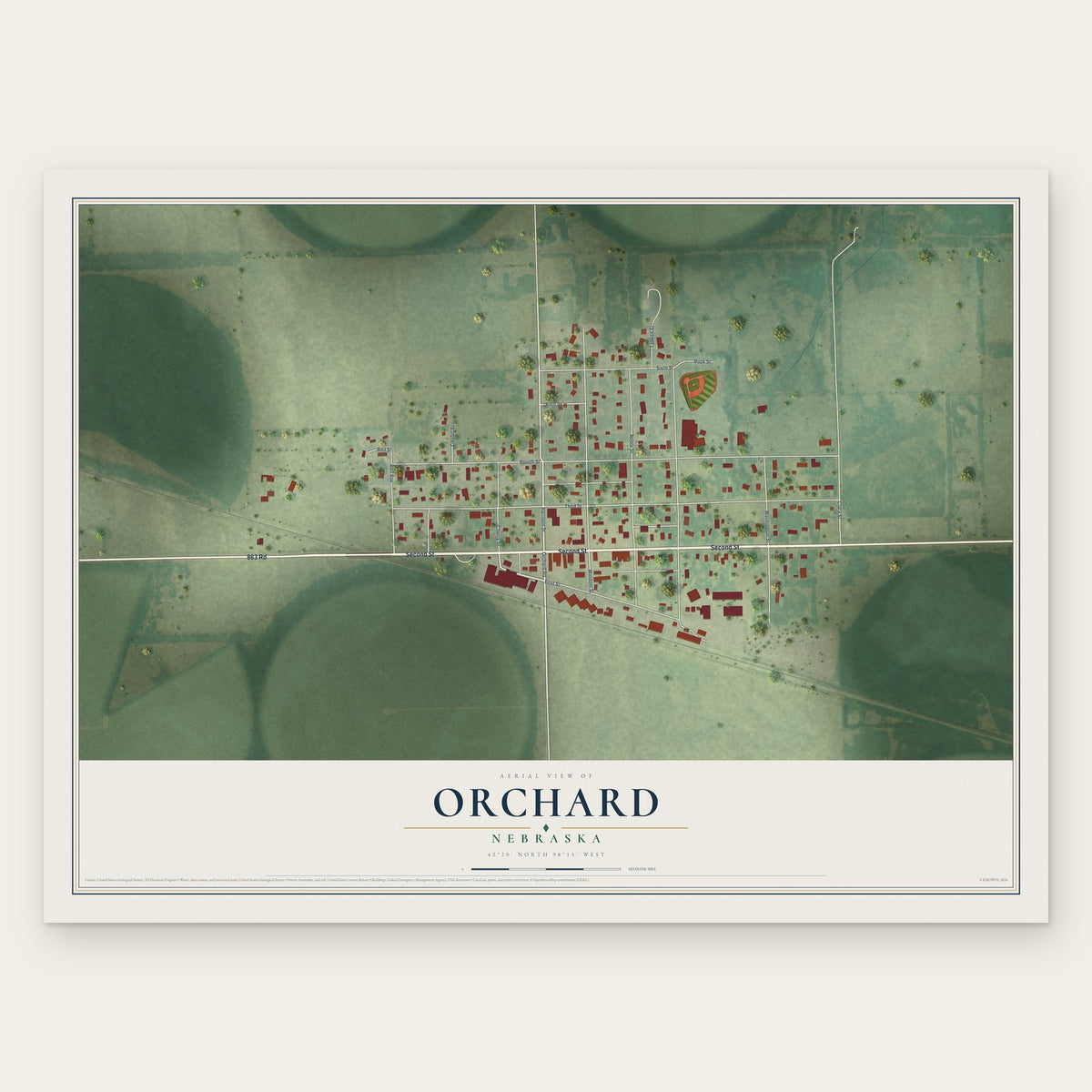 Orchard, Nebraska map print, the full design