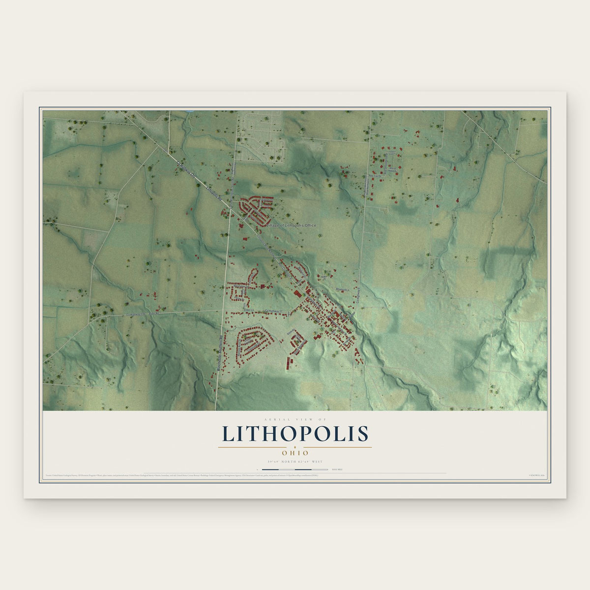 Lithopolis, Ohio map print, the full design
