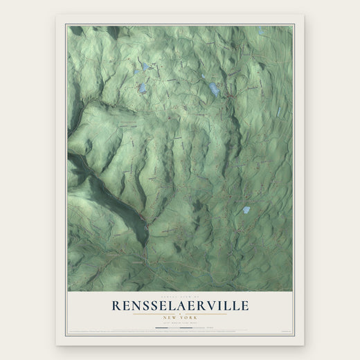 Rensselaerville, New York map print, the full design