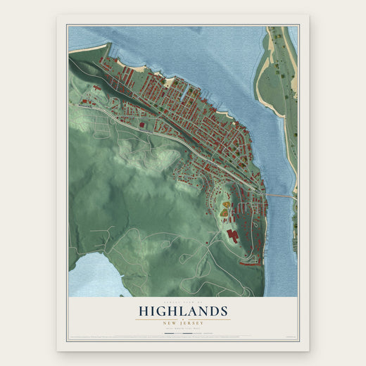 Highlands, New Jersey map print, the full design
