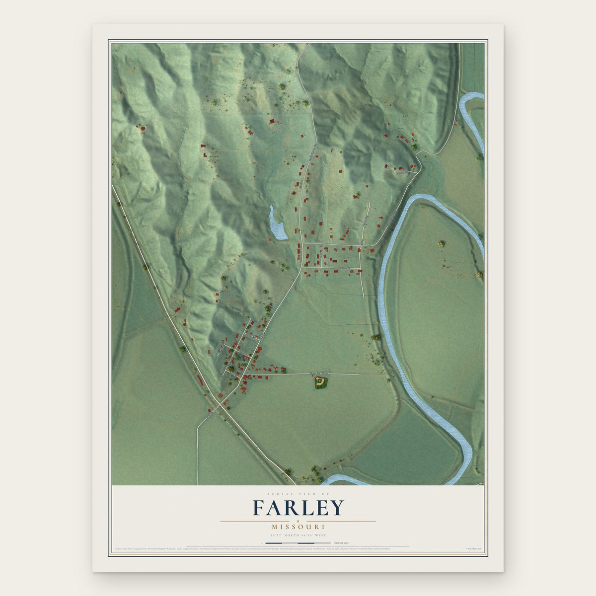 Farley, Missouri map print, the full design