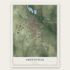 Greenville, Texas map print, the full design