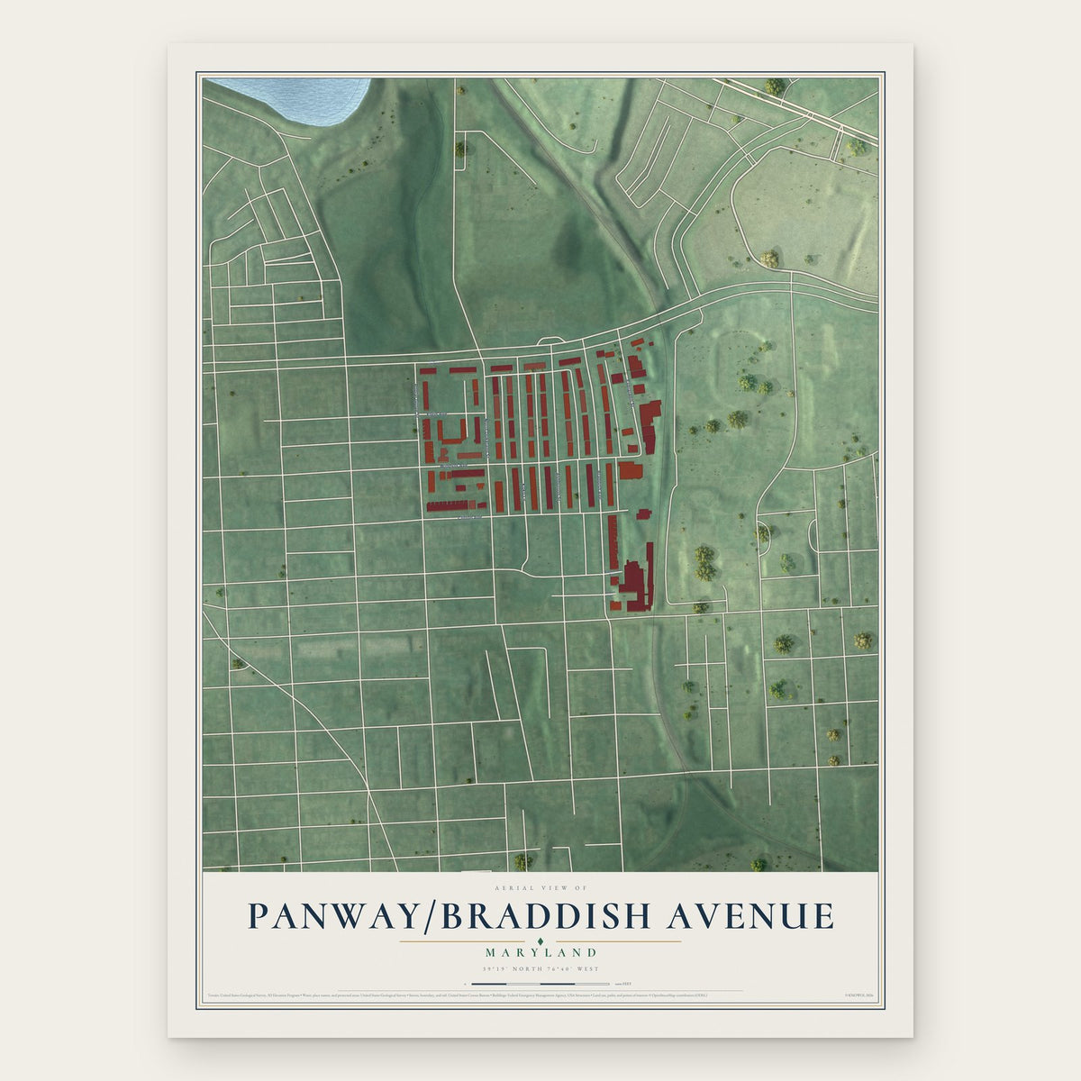 Panway-Braddish Avenue, Maryland map print, the full design