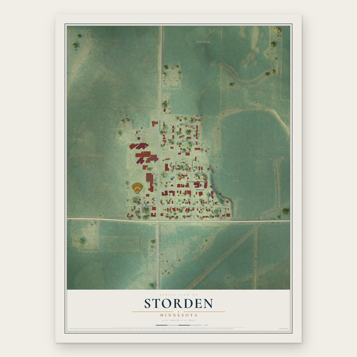 Storden, Minnesota map print, the full design
