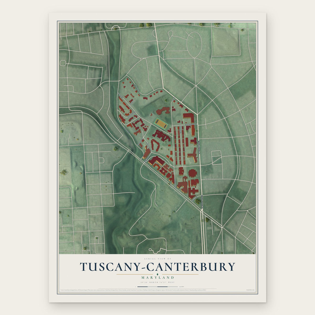 Tuscany-Canterbury, Maryland map print, the full design