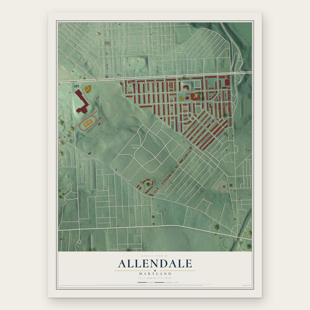 Allendale, Maryland map print, the full design