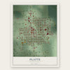 Platte, South Dakota map print, the full design