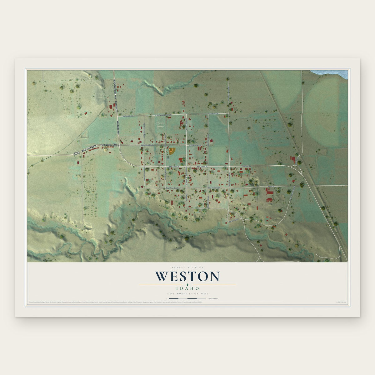 Weston, Idaho map print, the full design