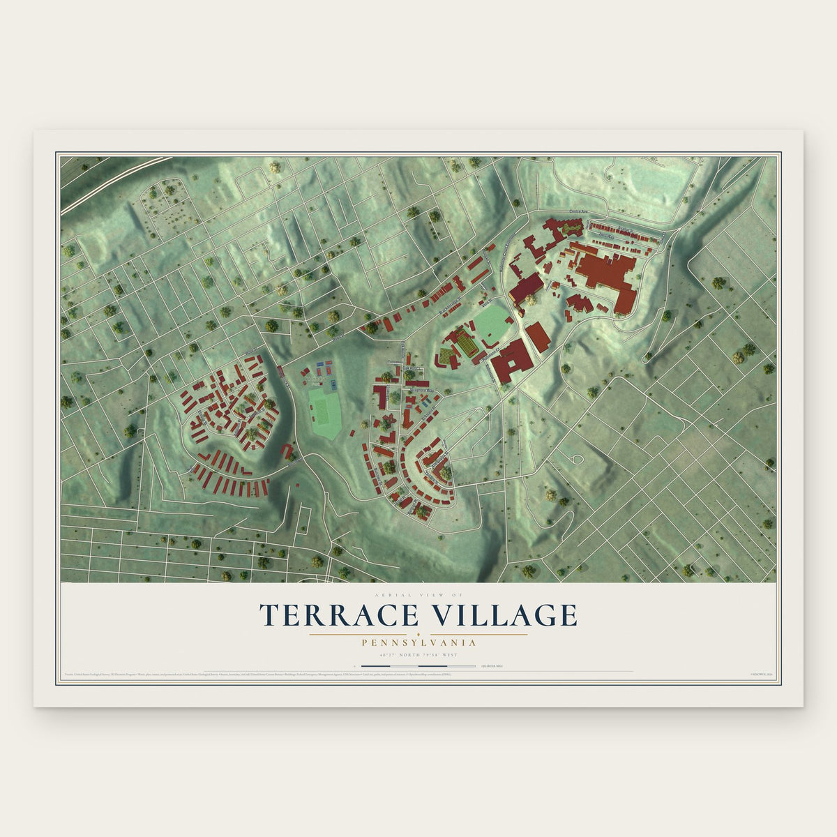 Terrace Village, Pennsylvania map print, the full design