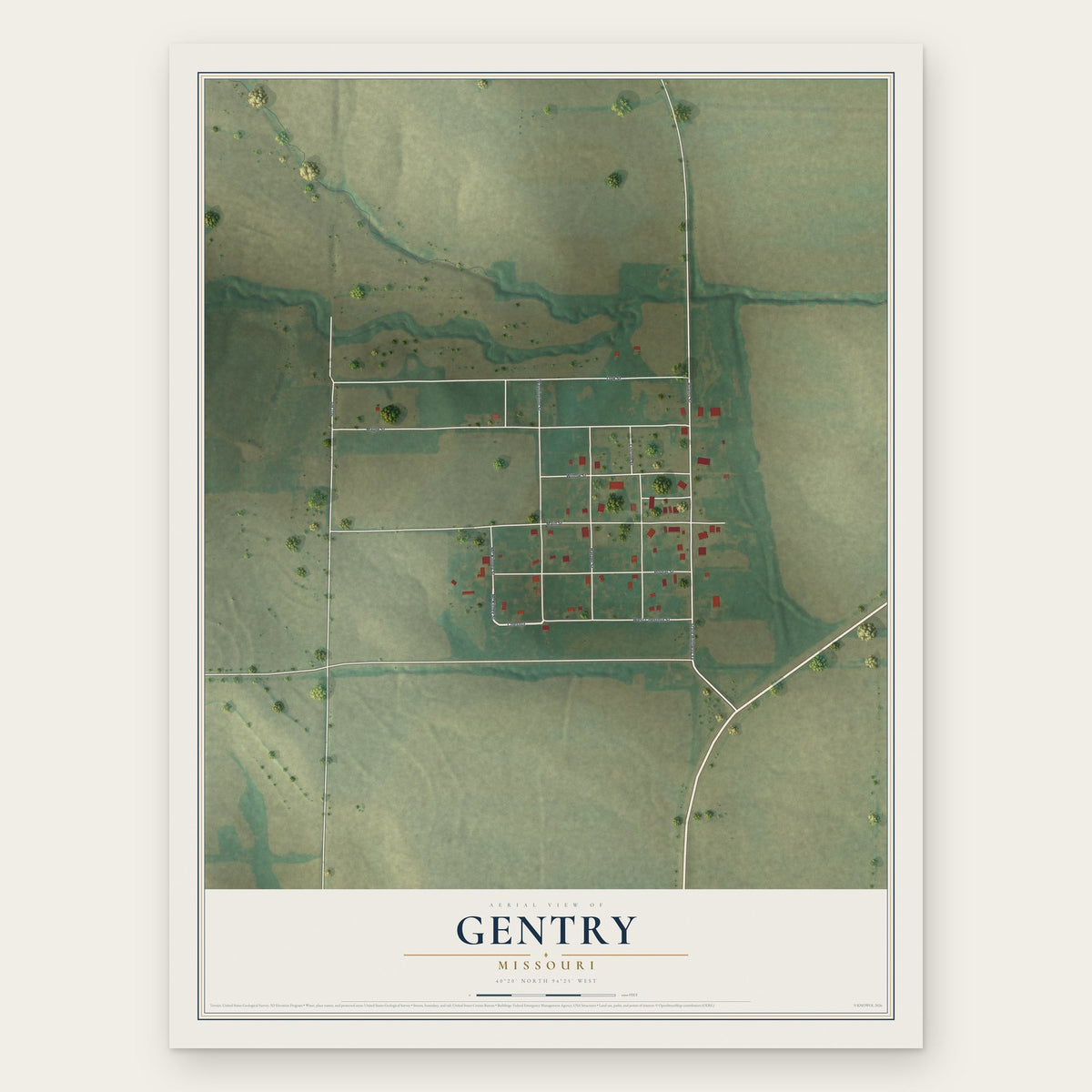 Gentry, Missouri map print, the full design