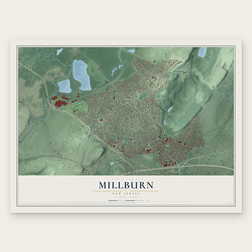 Millburn, New Jersey map print, the full design