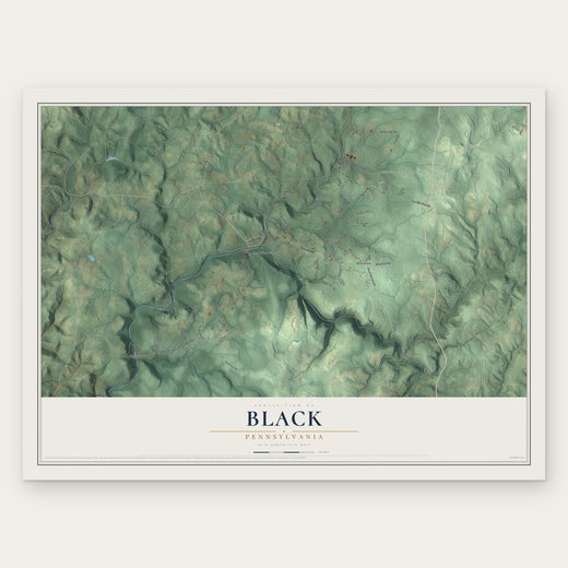 Black, Pennsylvania map print, the full design