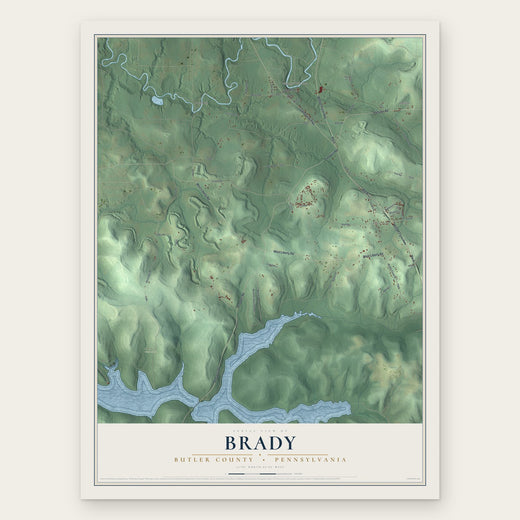 Brady, Butler County, Pennsylvania map print, the full design