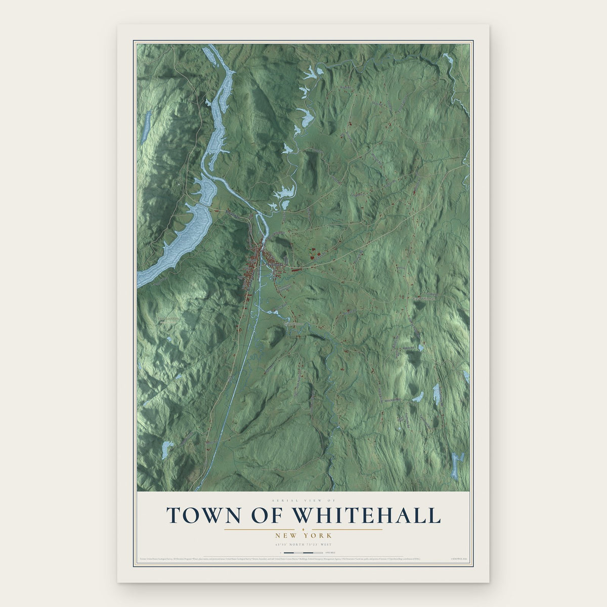 Town of Whitehall, New York map print, the full design