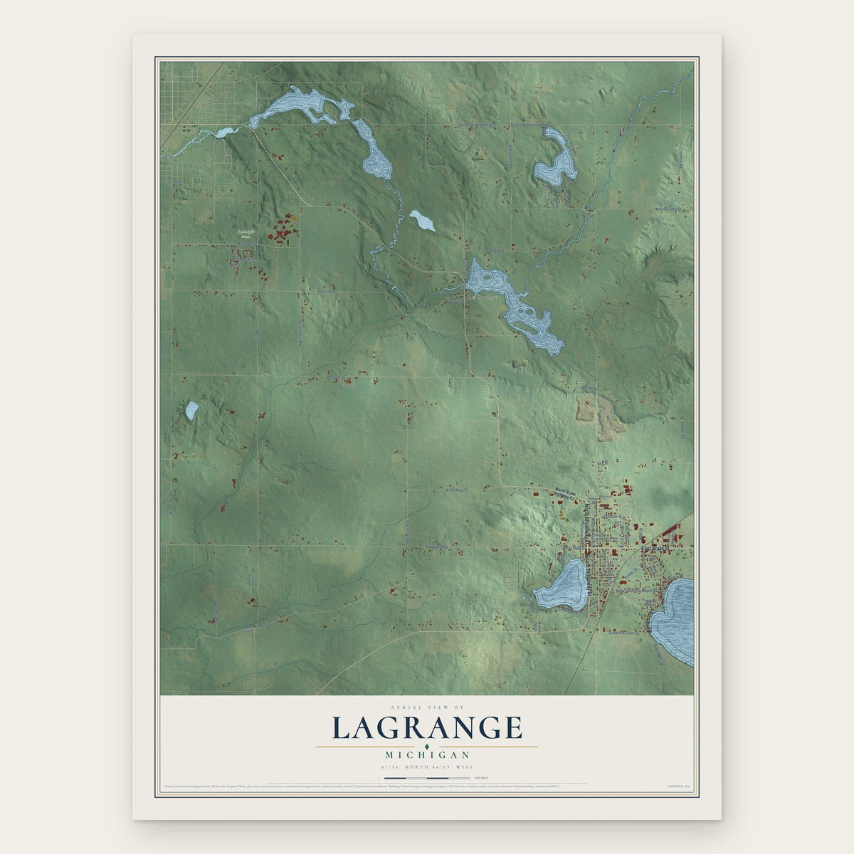 LaGrange, Michigan map print, the full design