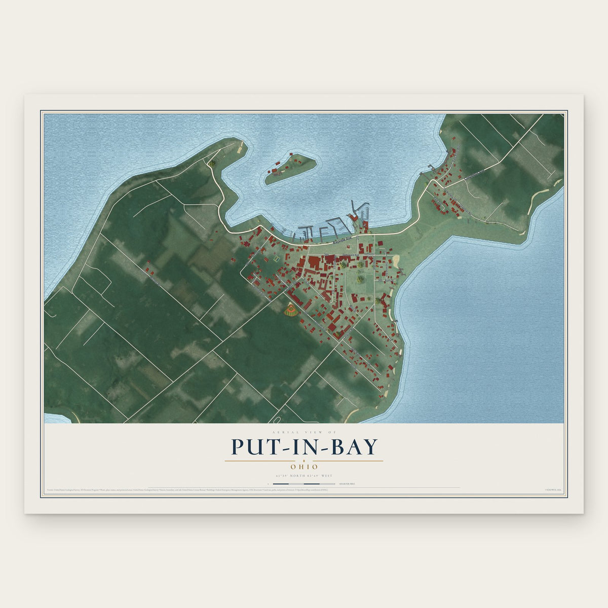 Put-in-Bay, Ohio map print, the full design