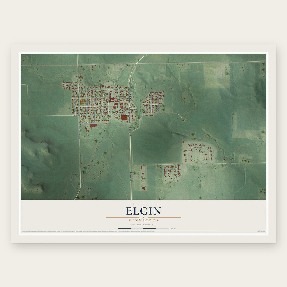 Elgin, Minnesota map print, the full design