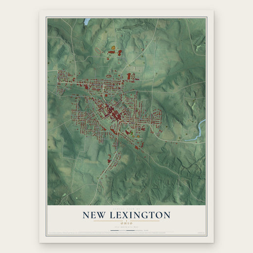 New Lexington, Ohio map print, the full design