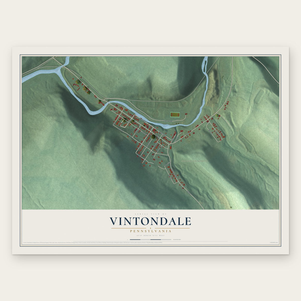 Vintondale, Pennsylvania map print, the full design