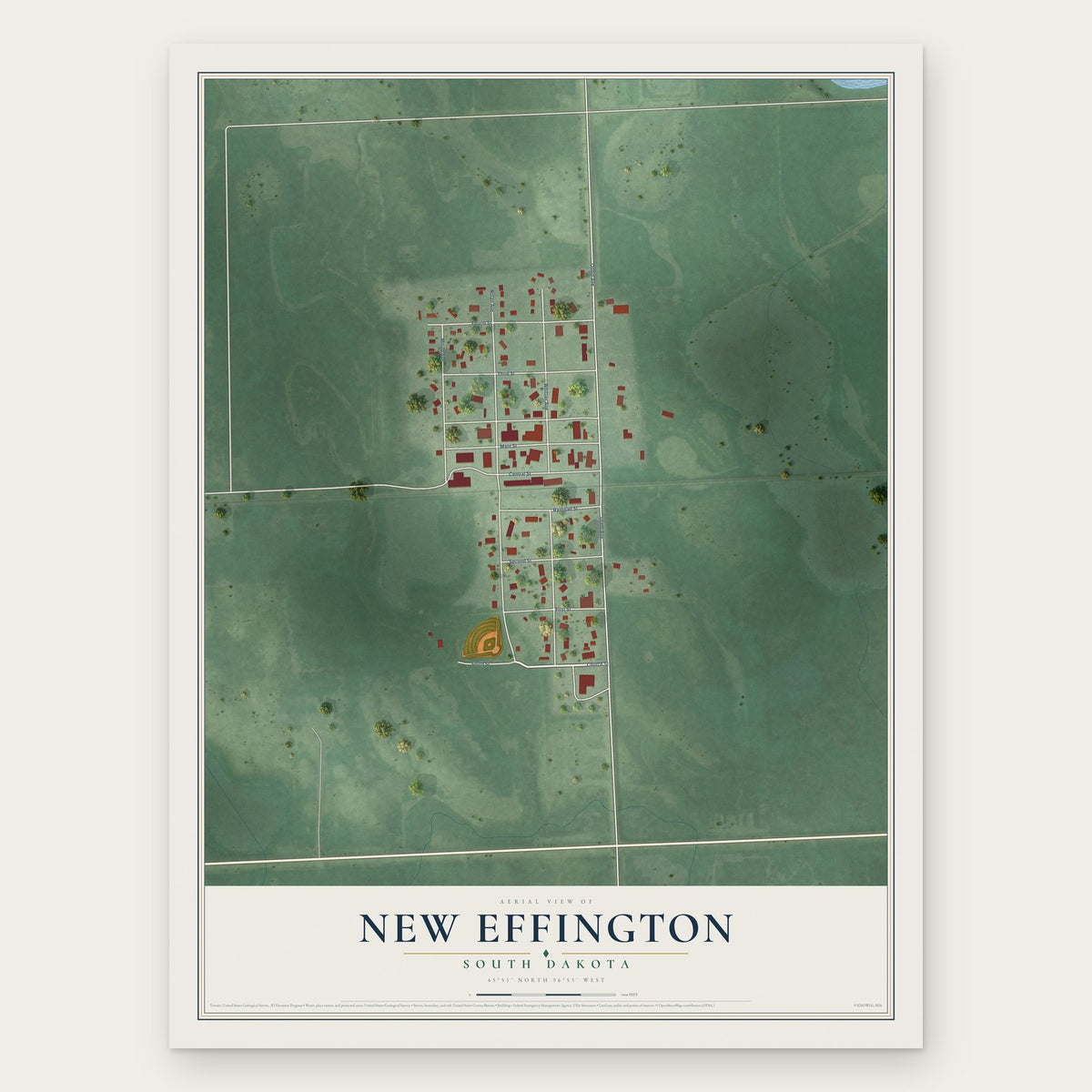 New Effington, South Dakota map print, the full design