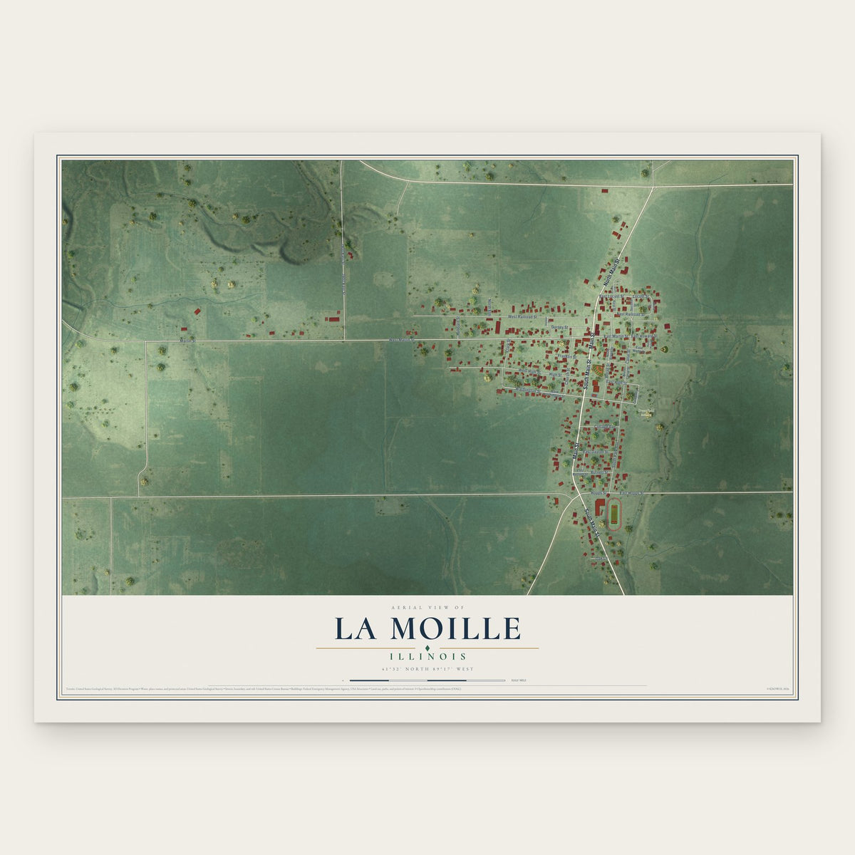 La Moille, Illinois map print, the full design