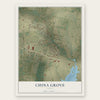 China Grove, Texas map print, the full design