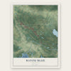 Bayou Blue, Louisiana map print, the full design