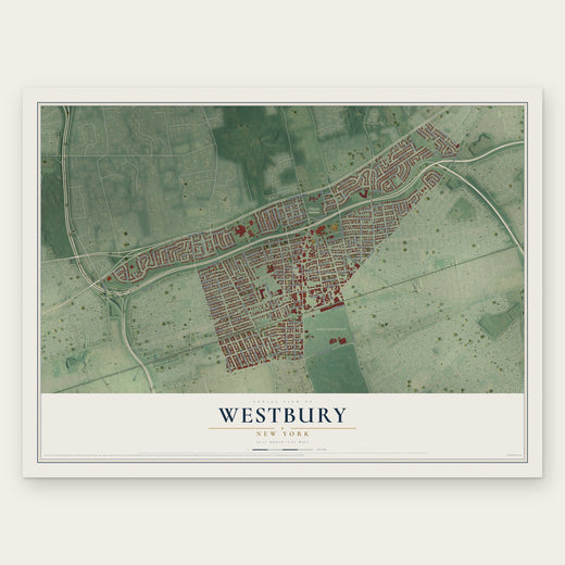 Westbury, New York map print, the full design