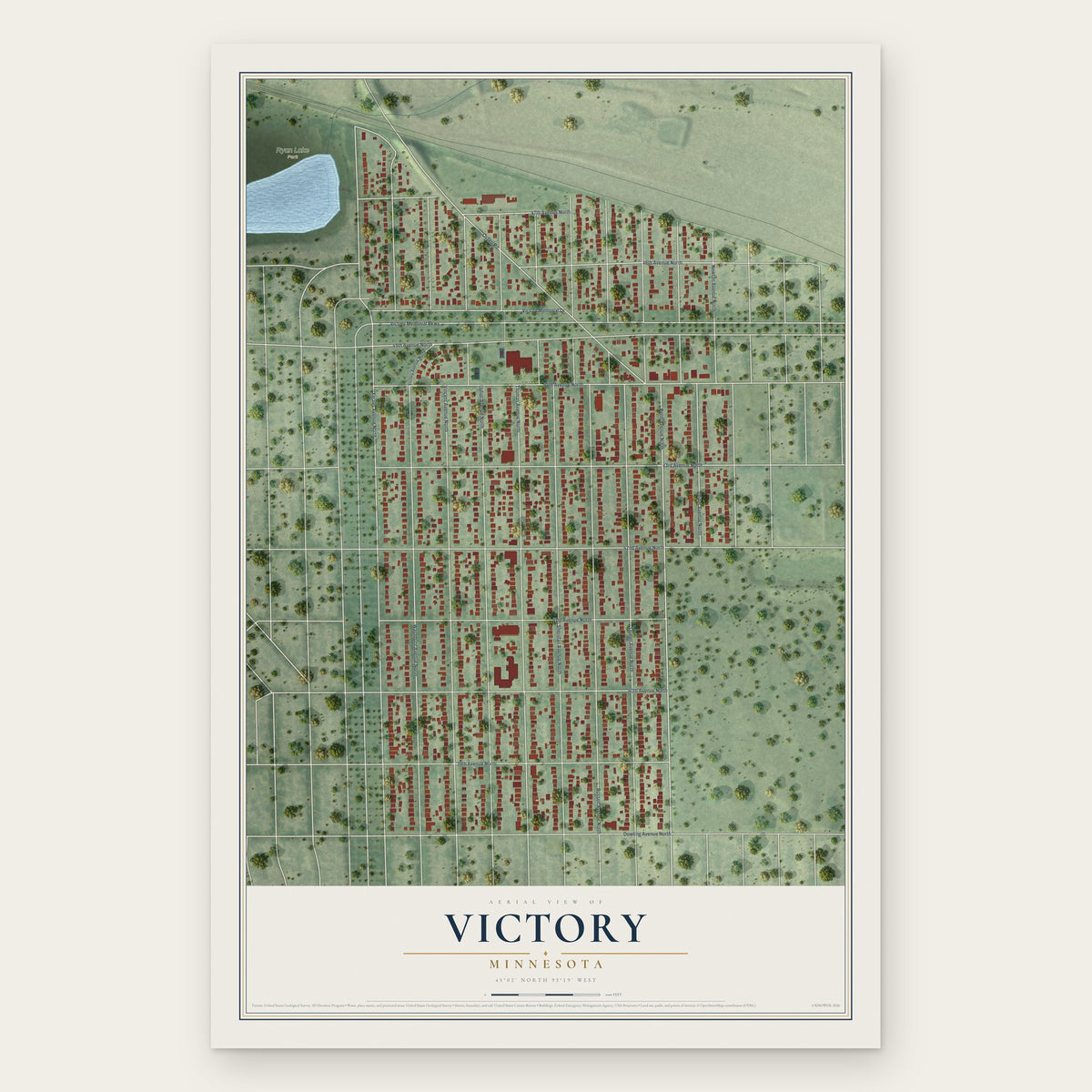 Victory, Minnesota map print, the full design