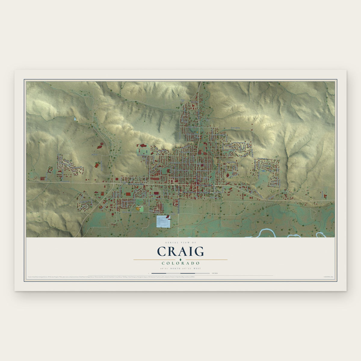 Craig, Colorado map print, the full design