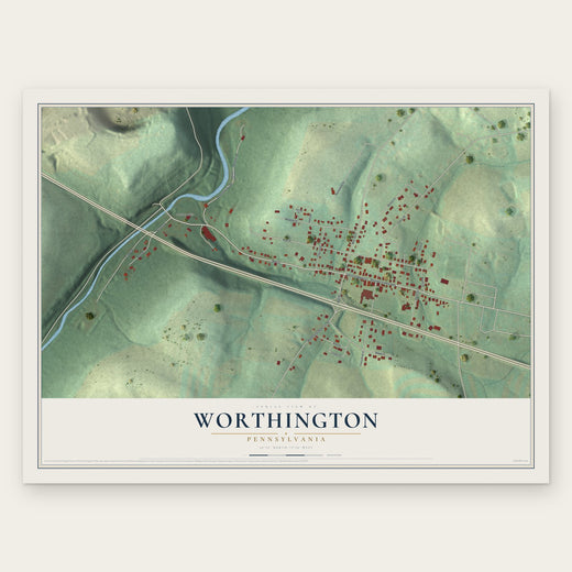 Worthington, Pennsylvania map print, the full design