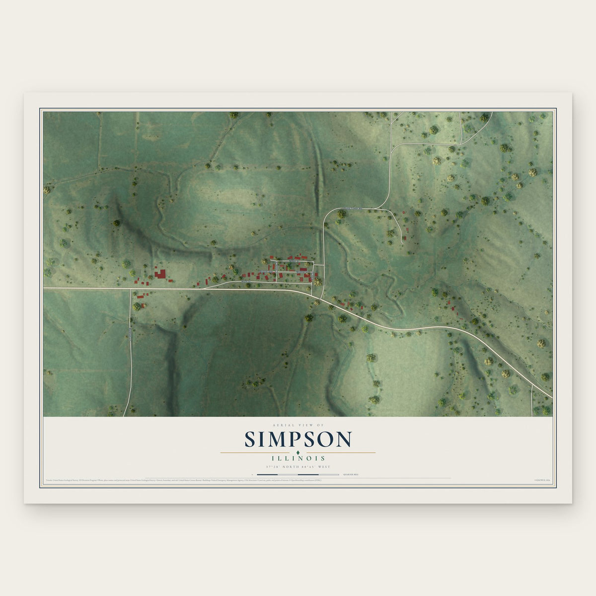 Simpson, Illinois map print, the full design