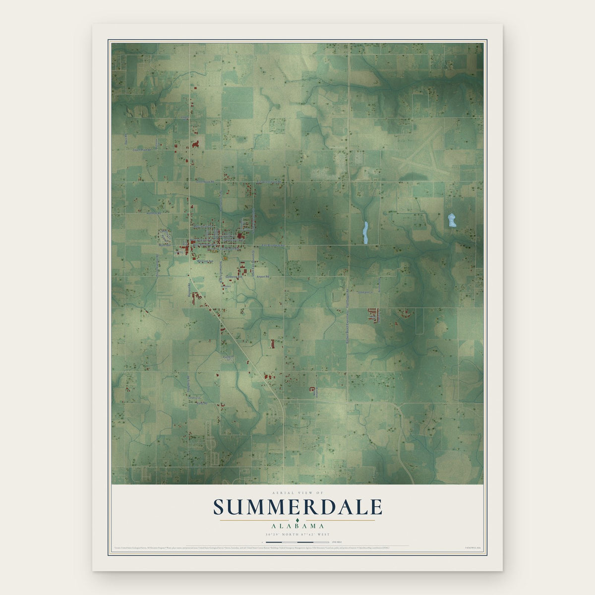 Summerdale, Alabama map print, the full design