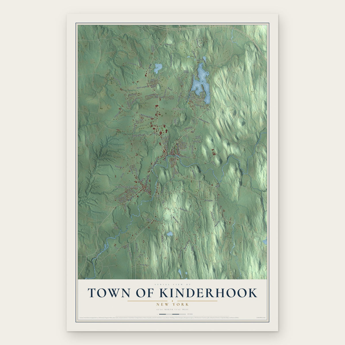 Town of Kinderhook, New York map print, the full design