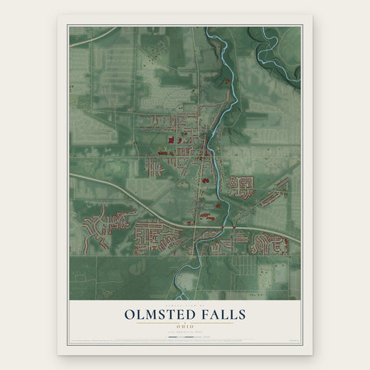 Olmsted Falls, Ohio map print, the full design