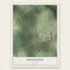 Huntland, Tennessee map print, the full design
