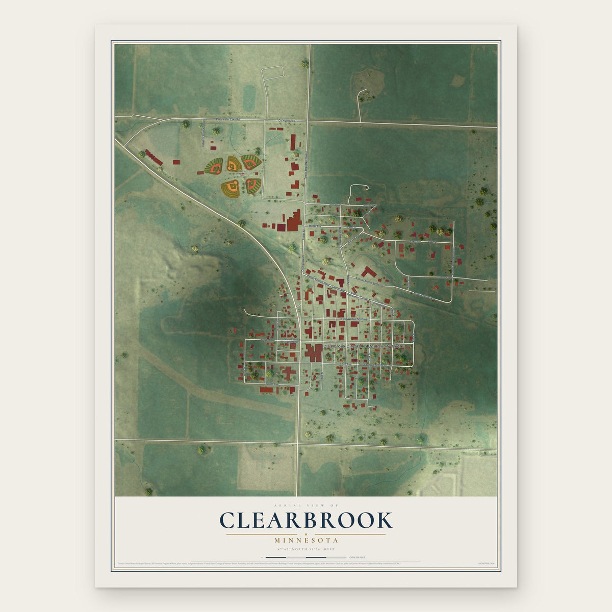 Clearbrook, Minnesota map print, the full design